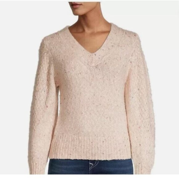 Magaschoni Pale Pink Confetti Speckle Chunky Wool Alpaca Blend Sweater Sz MED - Picture 14 of 16